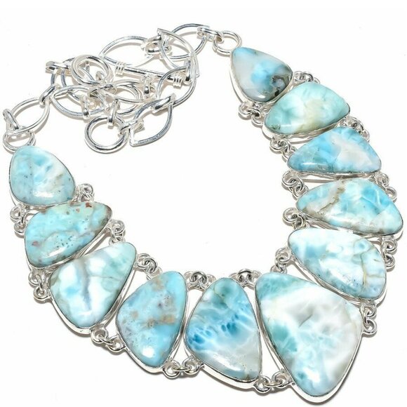 NEW - Caribbean Larimar Stone Sterling Adjustable Necklace - Picture 6 of 6